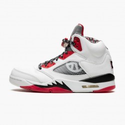 PK Sneakers Air Jordan 5 Retro Quai 54 2021 White/University Red/Black DJ7903-106