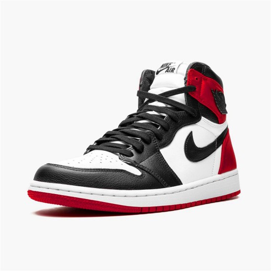 PK Sneakers Jordan 1 Retro High Satin Black Toe (W) Black/White-University Red CD0461-016