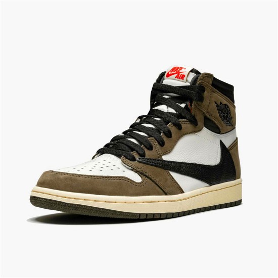 PK Sneakers Jordan 1 Retro High Travis Scott Sail/Black-Dark Mocha-University Red CD4487-100