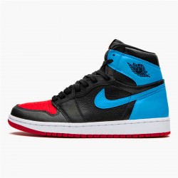 PK Sneakers Jordan 1 Retro High NC to Chi Leather (W) Black/Dark Powder Blue-Gym Red CD0461-046