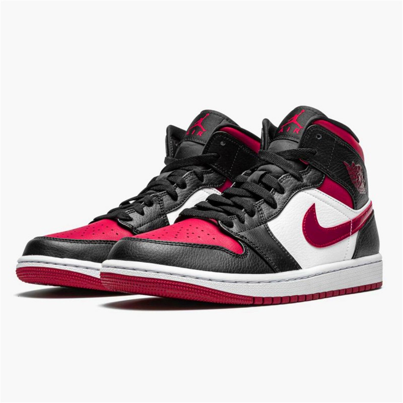 PK Sneakers Jordan 1 Mid Bred Toe Black/Noble Red-White 554724-066