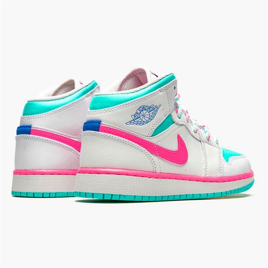 PK Sneakers Jordan 1 Mid White Pink Green Soar (GS) White/Digital Pink-Aurora Green-Soar 555112-102