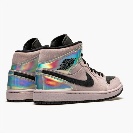 PK Sneakers Jordan 1 Mid Dirty Powder Iridescent (W) Barely Rose/Black-Black-Multi-Color BQ6472-602