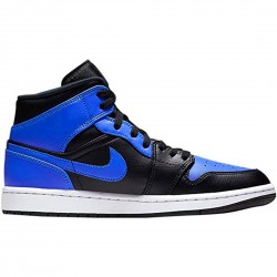 PK Sneakers Jordan 1 Mid Hyper Royal Tumbled Leather Black/Hyper Royal-White 554724-077