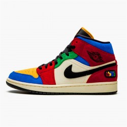 PK Sneakers Jordan 1 Mid SE Fearless Blue the Great Muslin/Varsity Red-Royal-Taxi-Black CU2805-100