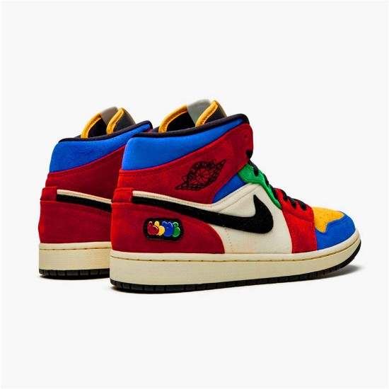 PK Sneakers Jordan 1 Mid SE Fearless Blue the Great Muslin/Varsity Red-Royal-Taxi-Black CU2805-100