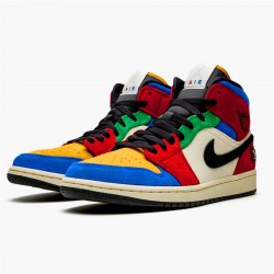 PK Sneakers Jordan 1 Mid SE Fearless Blue the Great Muslin/Varsity Red-Royal-Taxi-Black CU2805-100