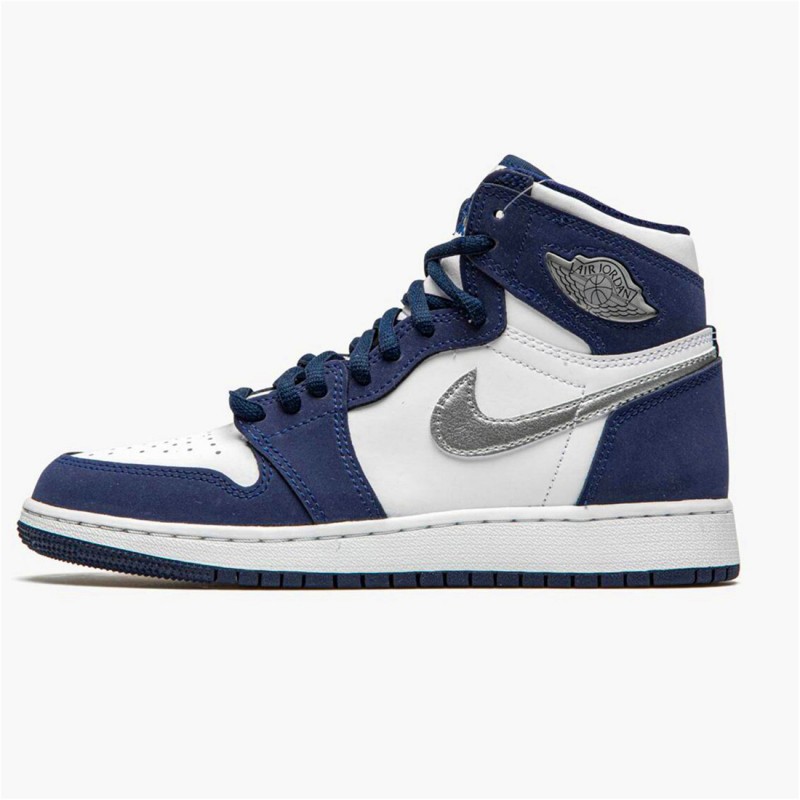 PK Sneakers Jordan 1 Retro High COJP Midnight Navy (2020) White/Metallic Silver-Midnight Navy DC1788-100