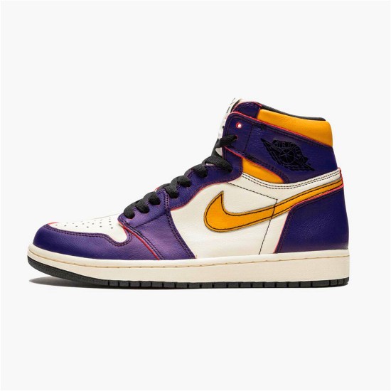 PK Sneakers Jordan 1 Retro High OG Defiant SB LA to Chicago Court Purple/Black-Sail-University Gold CD6578-507