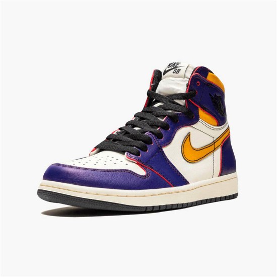 PK Sneakers Jordan 1 Retro High OG Defiant SB LA to Chicago Court Purple/Black-Sail-University Gold CD6578-507