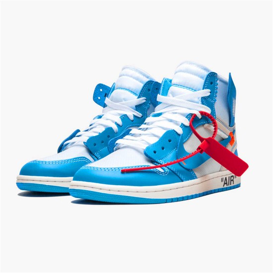 PK Sneakers Jordan 1 Retro High Off-White University Blue White/Dark Powder Blue-Cone AQ0818-148