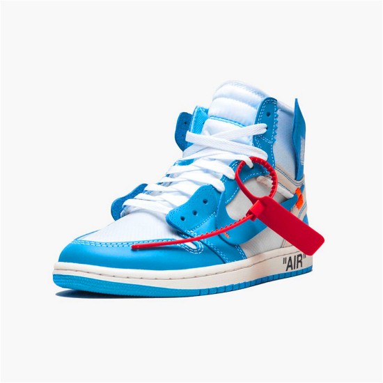 PK Sneakers Jordan 1 Retro High Off-White University Blue White/Dark Powder Blue-Cone AQ0818-148