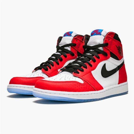 PK Sneakers Jordan 1 Retro High Spider-Man Origin Story Gym Red/Black-White-Photo Blue 555088-602