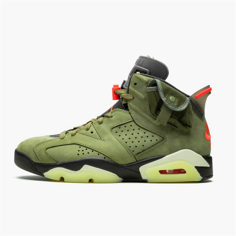 PK Sneakers Jordan 6 Retro Travis Scott Medium Olive/Black-Sail-University Red CN1084-200