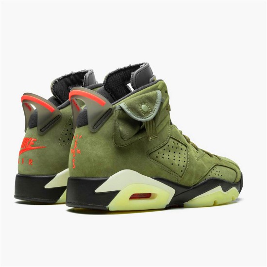 PK Sneakers Jordan 6 Retro Travis Scott Medium Olive/Black-Sail-University Red CN1084-200