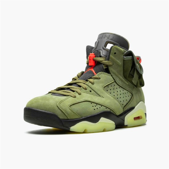 PK Sneakers Jordan 6 Retro Travis Scott Medium Olive/Black-Sail-University Red CN1084-200