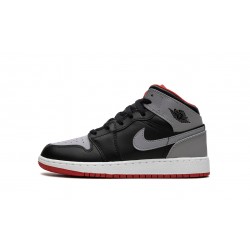 Nike Air Jordan 1 GradeSchool Mid Black Grey Red DQ8423-006 Shoes